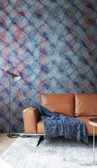 Blue Geometric Texture Wallpaper Mural-GraffitiWallArt