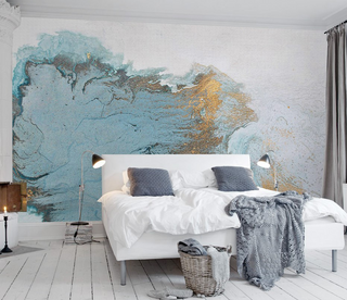 Blue & Gold Shade Marble Wallpaper Murals-GraffitiWallArt