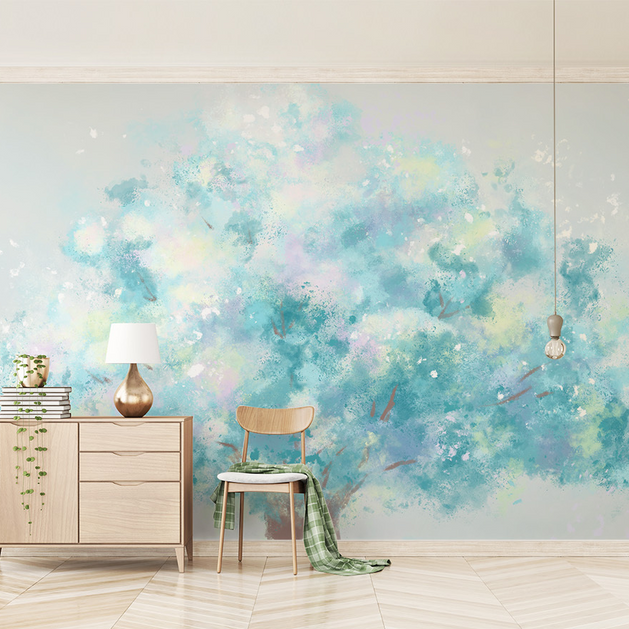 Blue Tree Theme Wallpaper Murals - Transform Your Space-GraffitiWallArt
