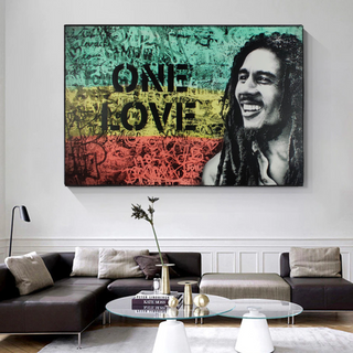 Bob Marley Singer Canvas Art: Expressive One Love-GraffitiWallArt