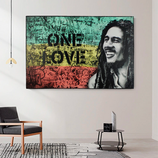 Bob Marley Singer Canvas Art: Expressive One Love-GraffitiWallArt