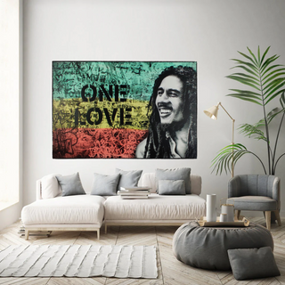 Bob Marley Singer Canvas Art: Expressive One Love-GraffitiWallArt