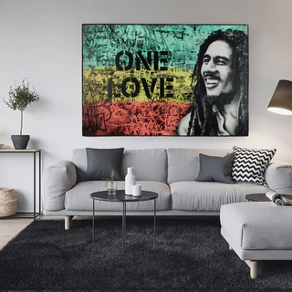 Bob Marley Singer Canvas Art: Expressive One Love-GraffitiWallArt