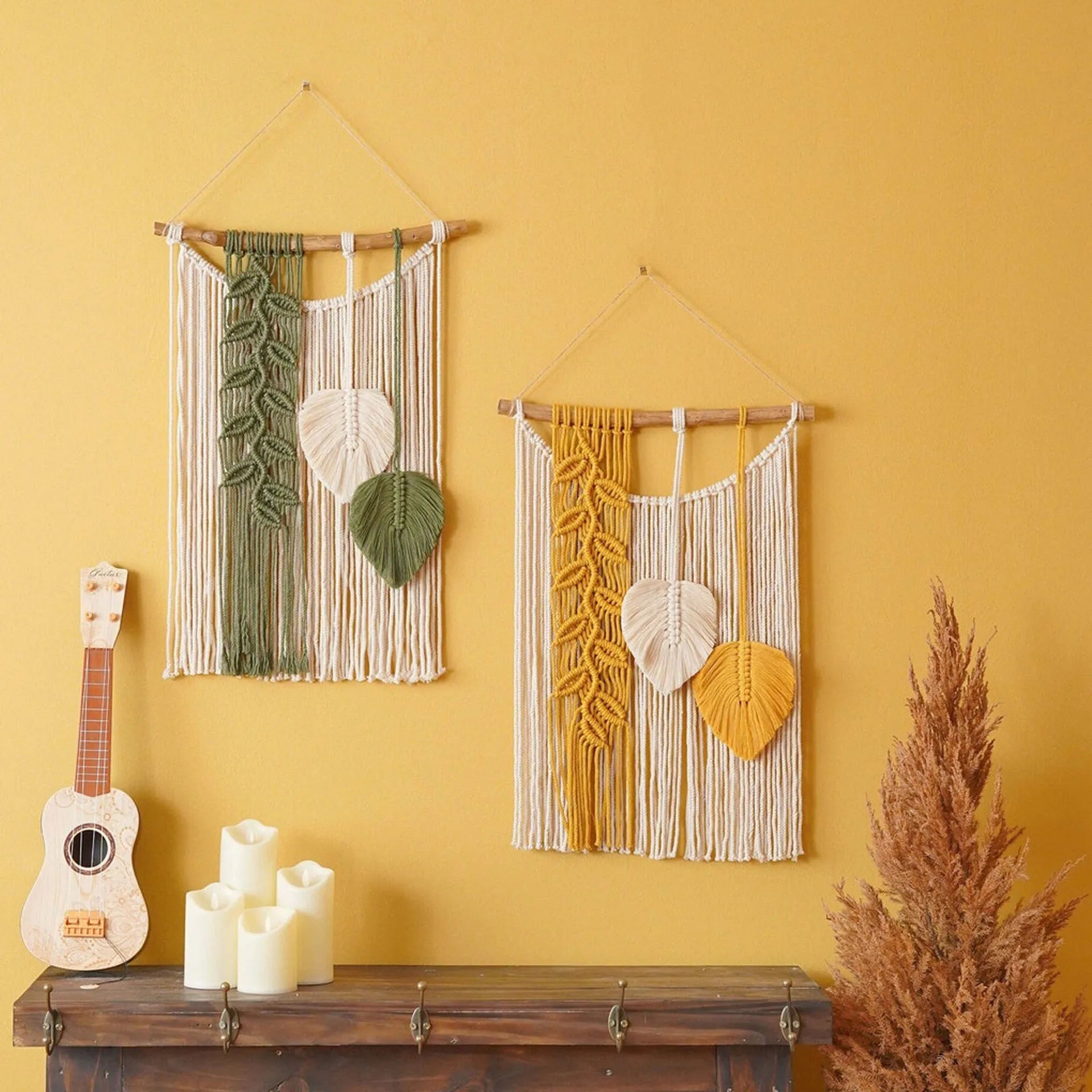 Bohemian Macrame Leaves Wall Hanging-GraffitiWallArt