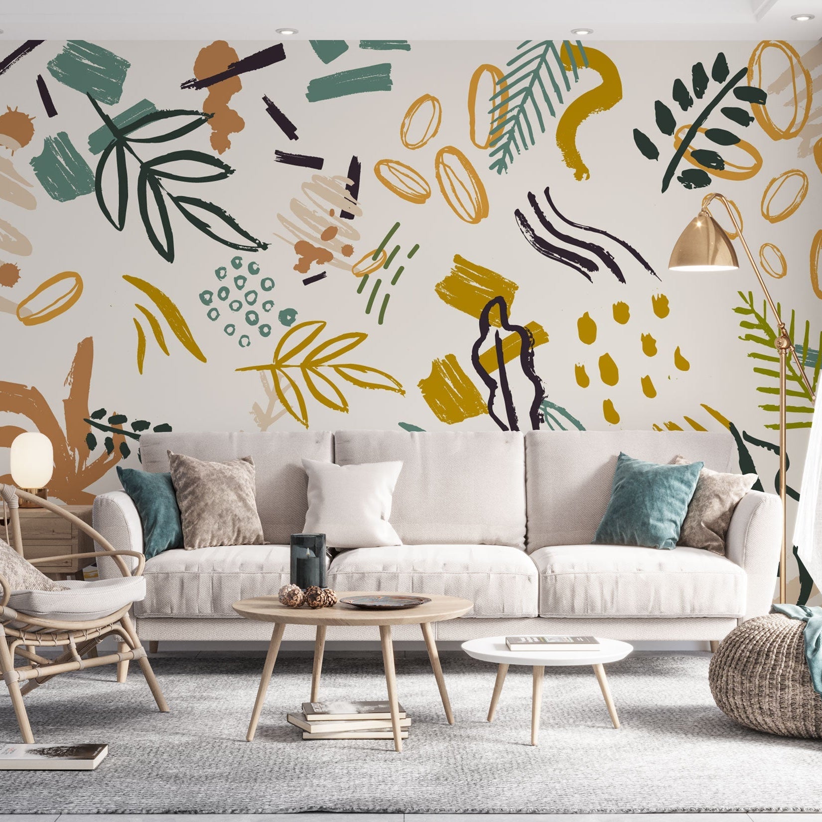 Bohemian Shapes Wallpaper Mural - Transform Your Space-GraffitiWallArt