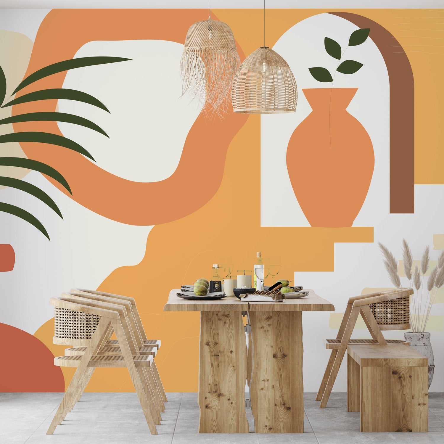 Boho Village Wallpaper Mural: Transform Your Space-GraffitiWallArt