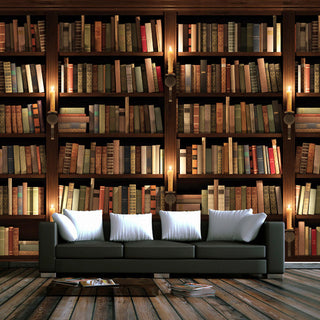 Bookshelf Library Wallpaper: Transform with Literary Charm-GraffitiWallArt