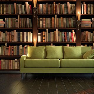 Bookshelf Library Wallpaper: Transform with Literary Charm-GraffitiWallArt