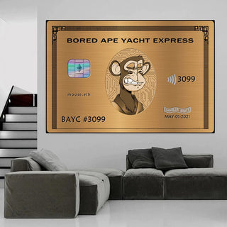 Bored Ape American Express Yacht Club Gold Wall Art Poster-GraffitiWallArt