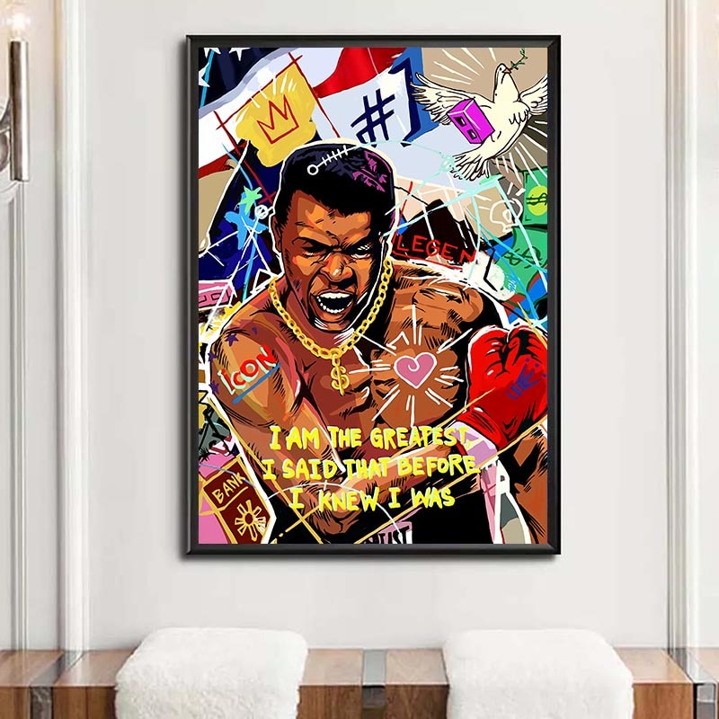 Boxing Muhammad Ali Champion Canvas Wall Art-GraffitiWallArt