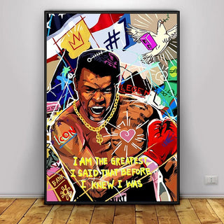 Boxing Muhammad Ali Champion Canvas Wall Art-GraffitiWallArt