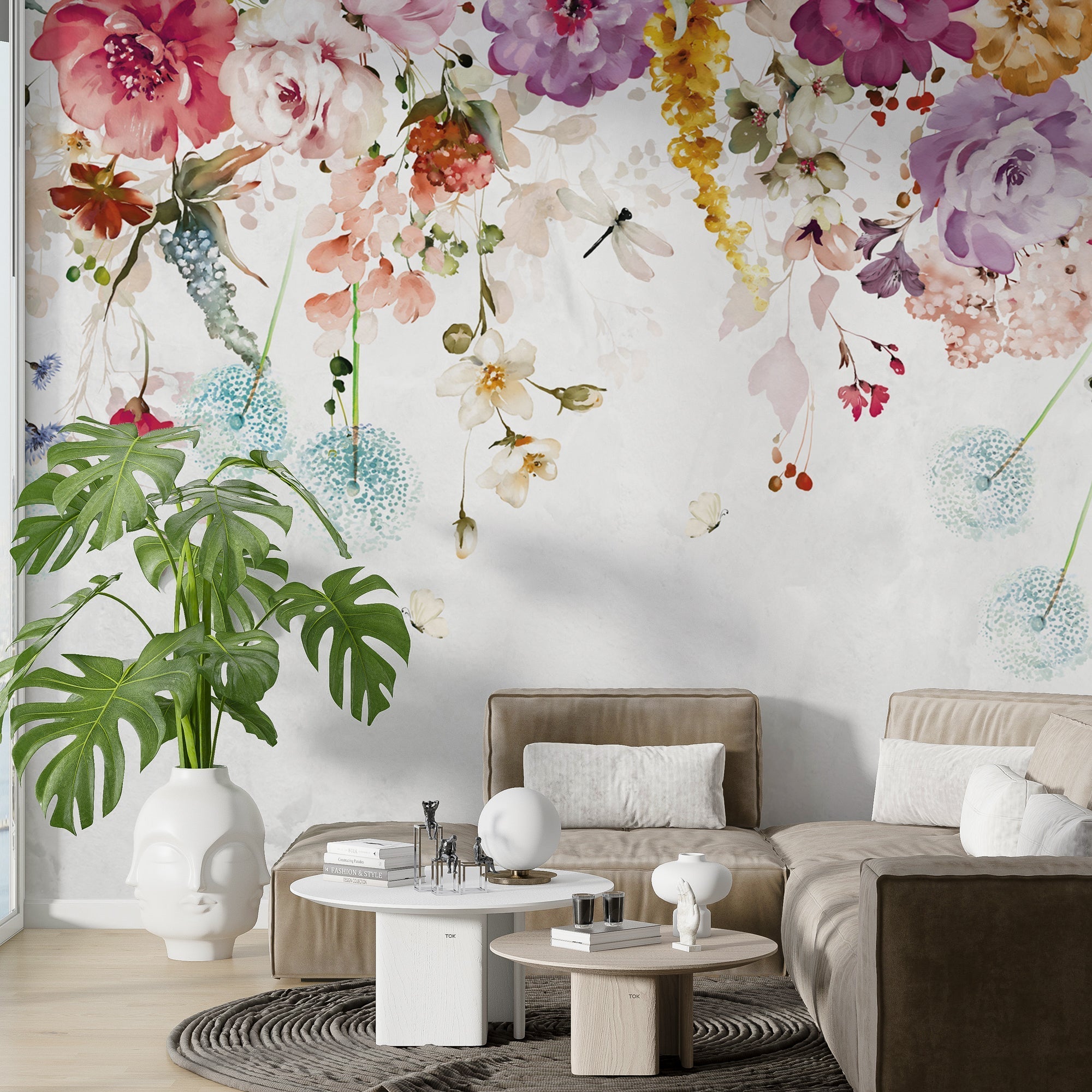 Bright: Floral Wallpaper Mural - Vibrant & Colorful Designs-GraffitiWallArt