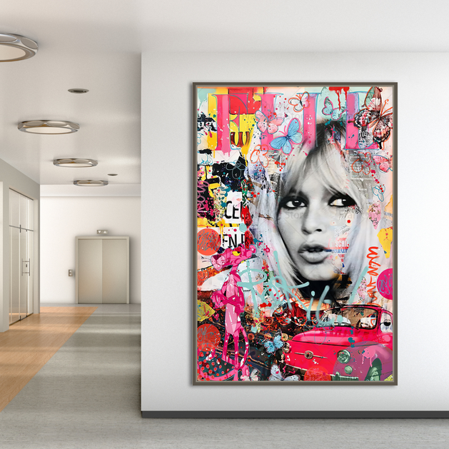 Brigitte Bardot Beauty Queen Canvas Wall Art-GraffitiWallArt