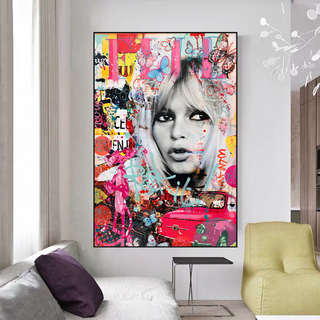 Brigitte Bardot Beauty Queen Canvas Wall Art-GraffitiWallArt