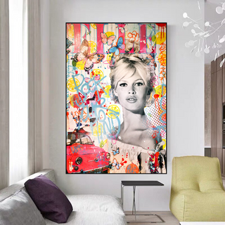 Brigitte Bardot Beauty Queen Canvas Wall Art-GraffitiWallArt