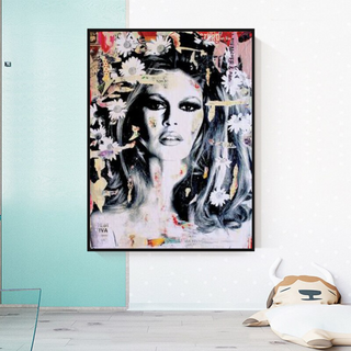 Brigitte Bardot Beauty Queen Canvas Wall Art-GraffitiWallArt