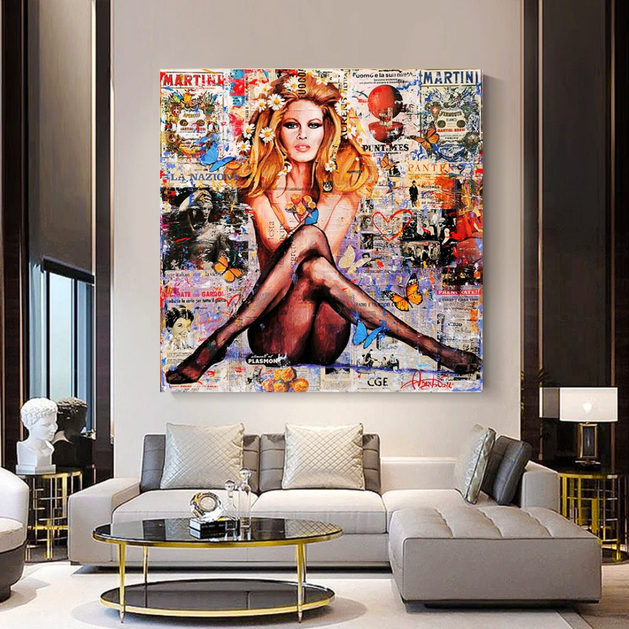 Brigitte Bardot Pop Art Canvas Wall Art - Revamp your office space-GraffitiWallArt