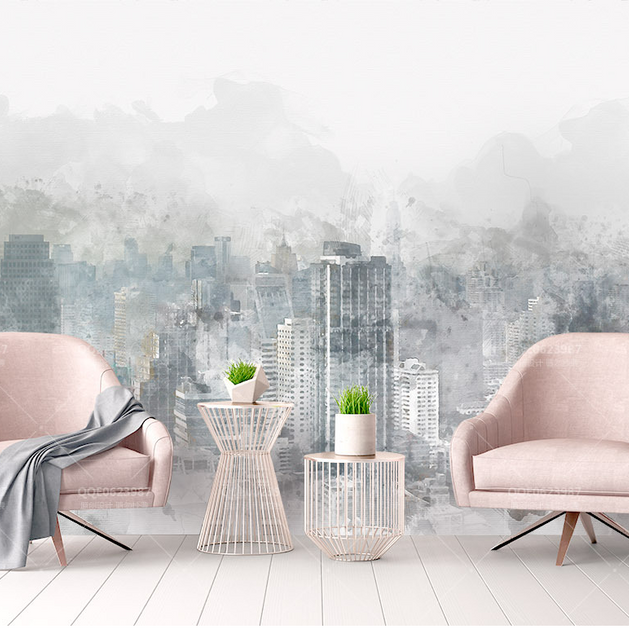 Buildings Abstract Art Wallpaper Murals-GraffitiWallArt