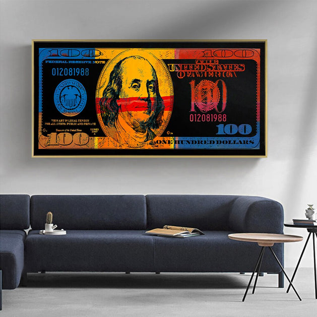 Design Money Wall Art Burning US Dollar Canvas Painting Creative 100 Dollars Poster And Picture Living Room Wall Decor Painting - GraffitiWallArt