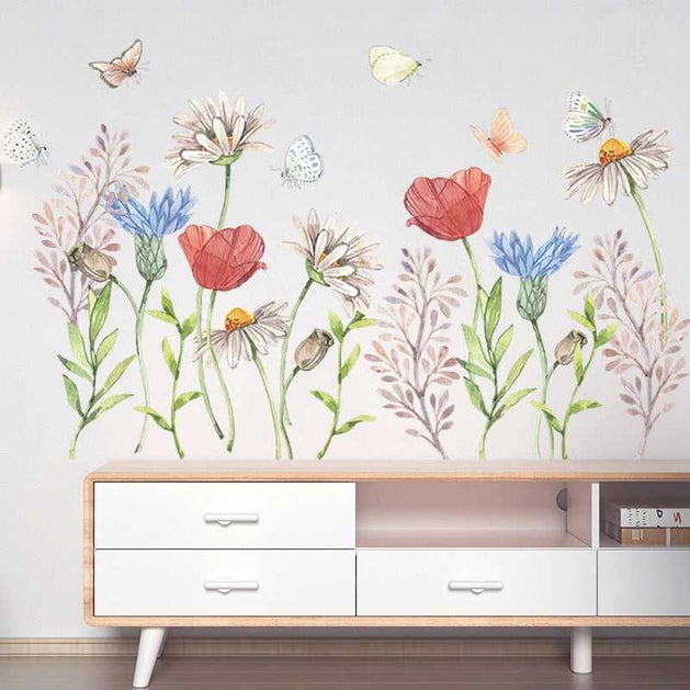 Butterfly Flowers Wall Decal: Stunning Art for Your Walls-GraffitiWallArt
