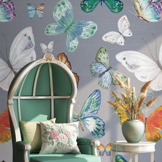 Butterfly Garden Bliss Wallpaper Mural-GraffitiWallArt