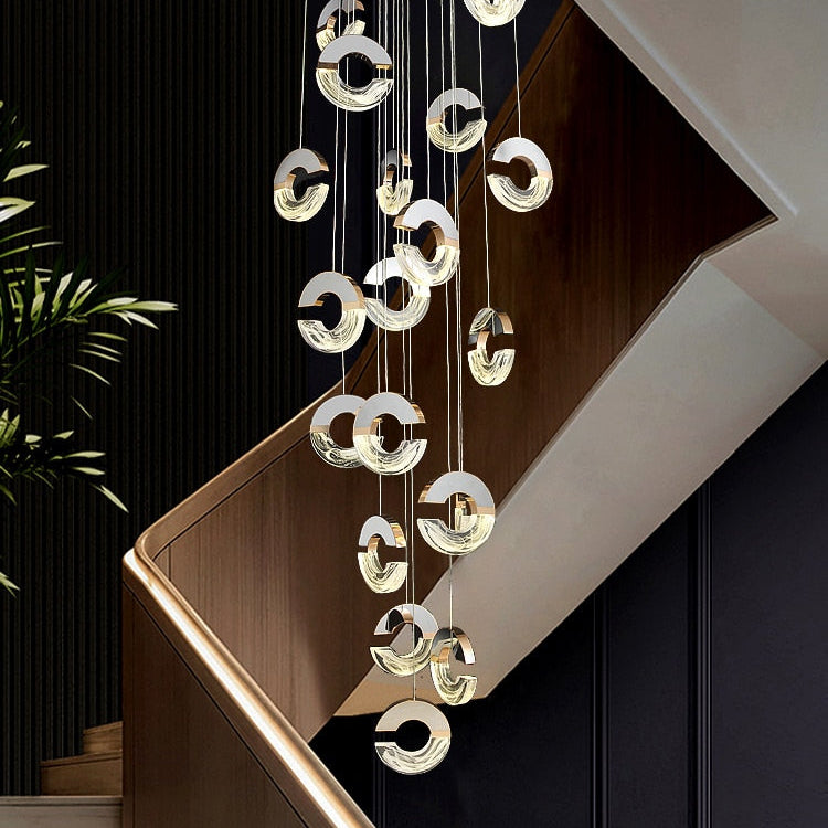 C-shaped Crystal Chandelier: Elegant Lighting Fixture-GraffitiWallArt