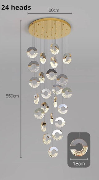 C-shaped Crystal Chandelier: Elegant Lighting Fixture-GraffitiWallArt