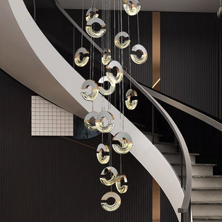 C-shaped Crystal Chandelier: Elegant Lighting Fixture-GraffitiWallArt