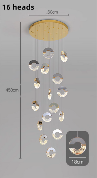 C-shaped Crystal Chandelier: Elegant Lighting Fixture-GraffitiWallArt