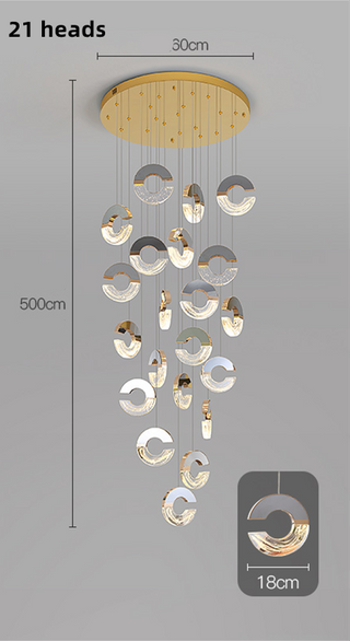 C-shaped Crystal Chandelier: Elegant Lighting Fixture-GraffitiWallArt