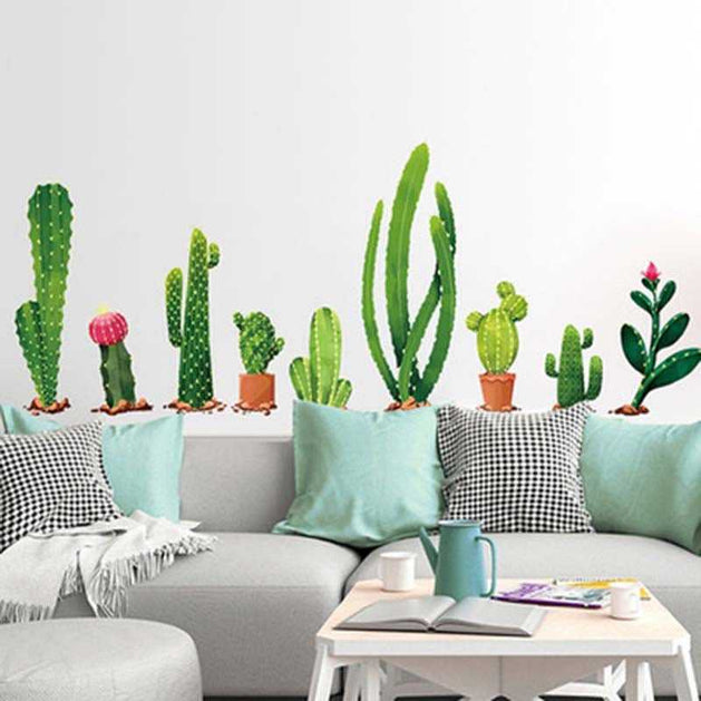 Cactus Bonsai Wall Stickers - Home and Kitchen Window Decal-GraffitiWallArt