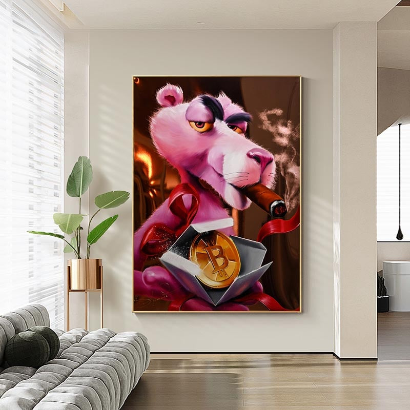 Captivating Pink Panther - Nostalgic Cartoon Canvas-GraffitiWallArt