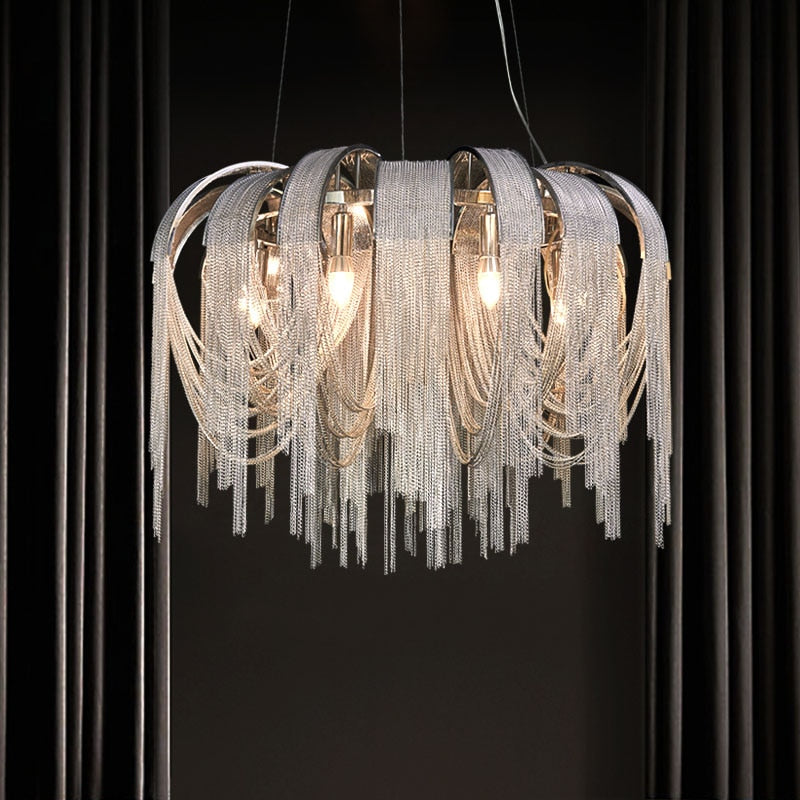 Chain Chandelier: Elegant Lighting Fixture for Modern Spaces-GraffitiWallArt