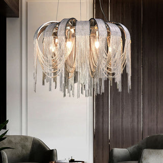 Chain Chandelier: Elegant Lighting Fixture for Modern Spaces-GraffitiWallArt