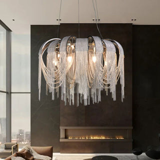 Chain Chandelier: Elegant Lighting Fixture for Modern Spaces-GraffitiWallArt