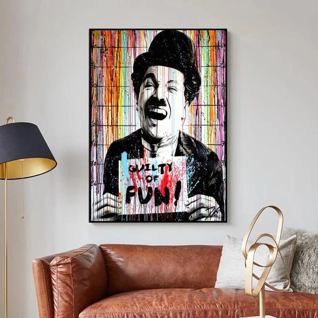 Chaplin Charlie Canvas Wall Art-GraffitiWallArt