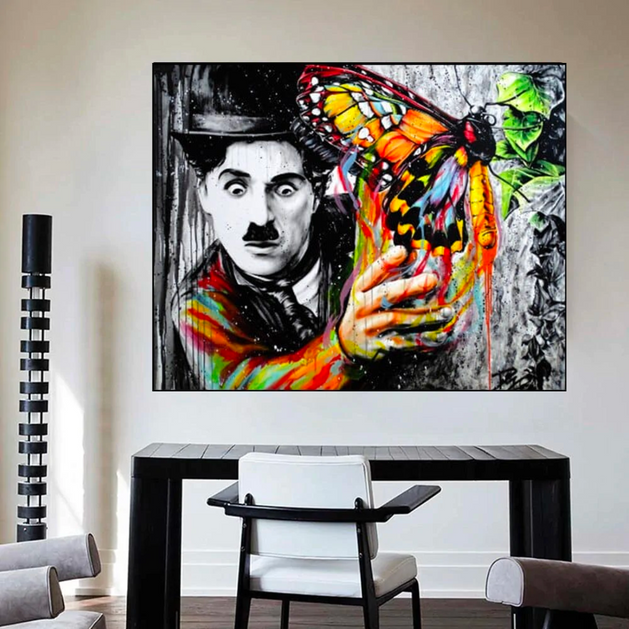 Chaplin Charlie Canvas Wall Art-GraffitiWallArt