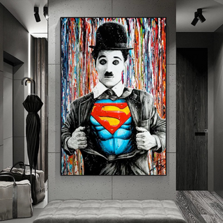 Charlie as Super Man Canvas Wall Art-GraffitiWallArt