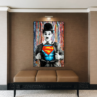 Charlie as Super Man Canvas Wall Art-GraffitiWallArt