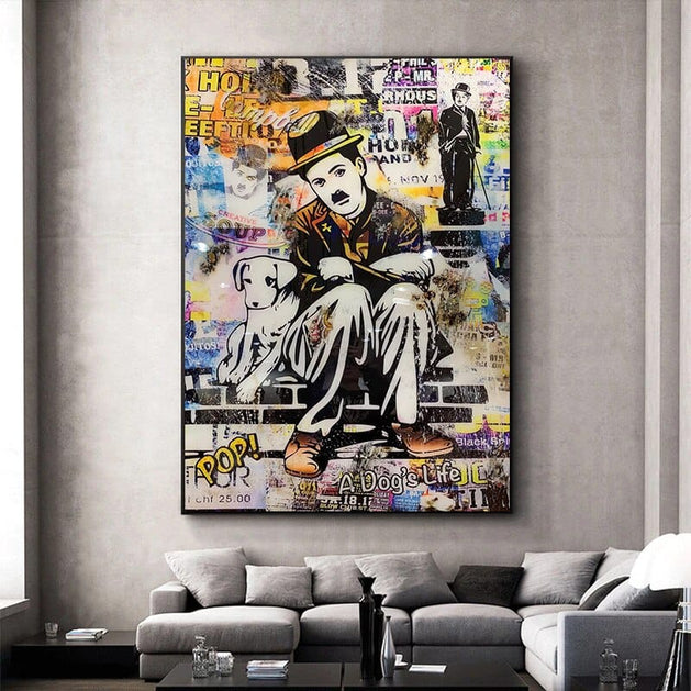 Charlie Chaplin Canvas Wall Art-GraffitiWallArt