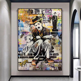 Charlie Chaplin Canvas Wall Art-GraffitiWallArt