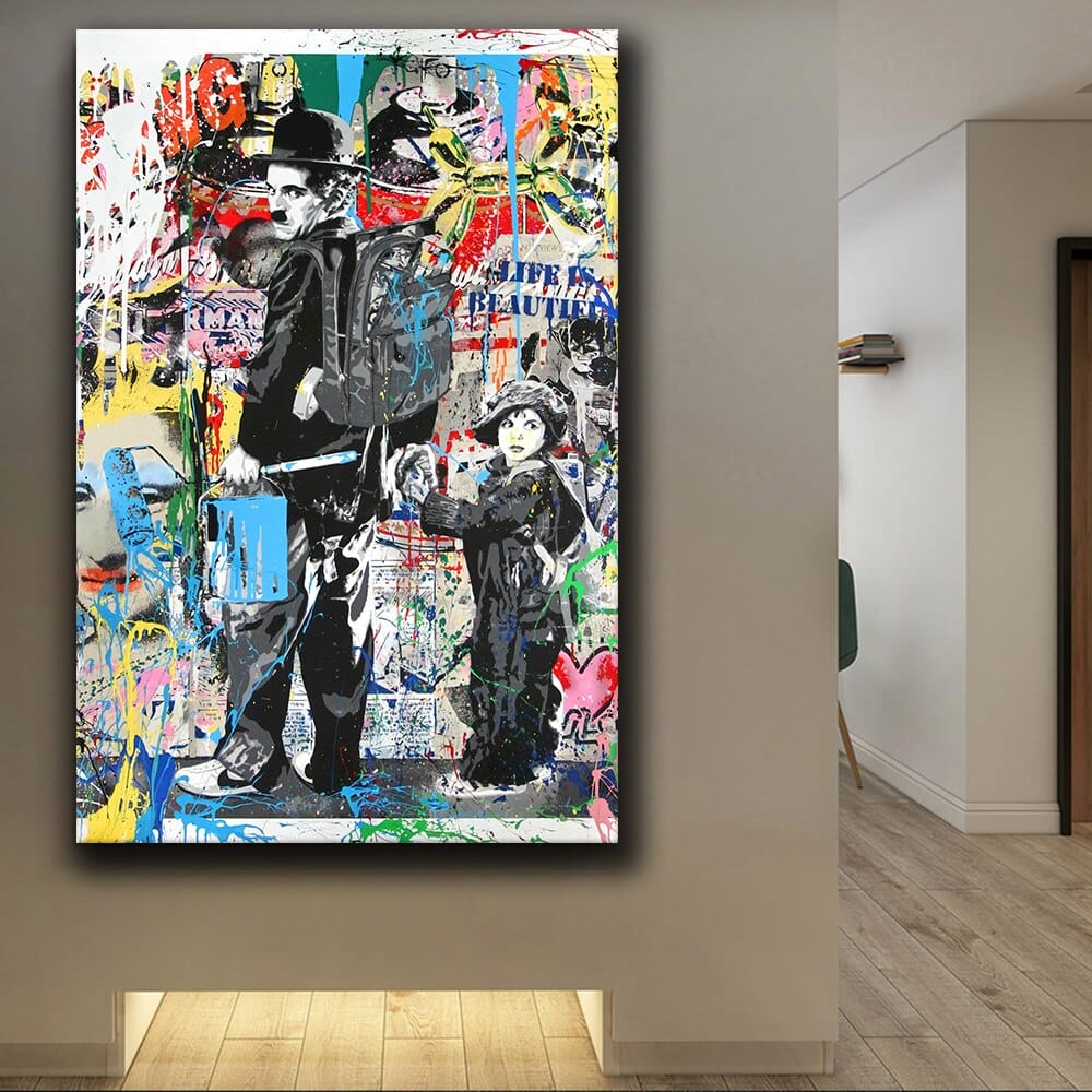 Charlie Chaplin Wall Art Canvas Painting Poster-GraffitiWallArt