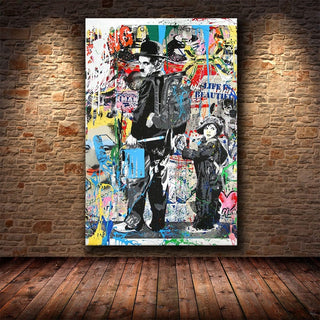 Charlie Chaplin Wall Art Canvas Painting Poster-GraffitiWallArt