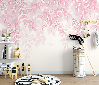 Cherry Tree: Pink Flowers Mural Wallpaper-GraffitiWallArt