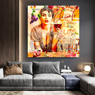 Chianti Dievole Girl With Wine Canvas Wall Art-GraffitiWallArt