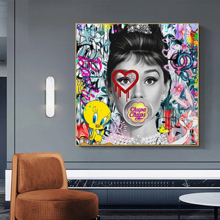 Chupa Chups: Audrey Hepburn Canvas Wall Art-GraffitiWallArt