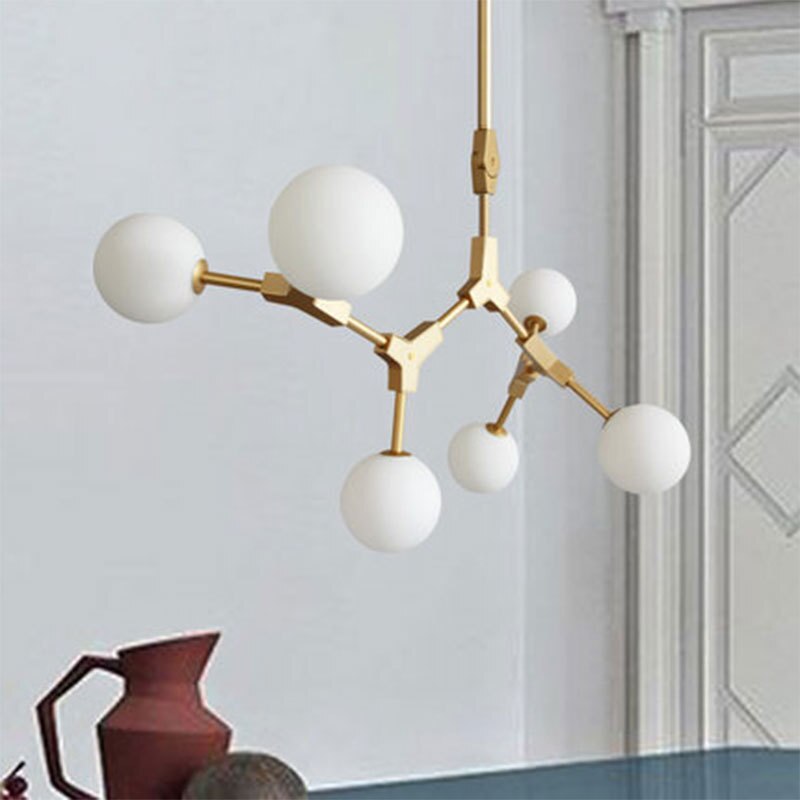 Circular Glass Ball Molecule Chandelier Lighting-GraffitiWallArt