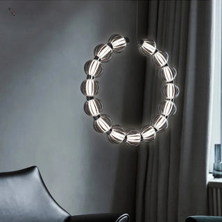 Circular Ring Chrome LED Pearl Chandelier-GraffitiWallArt