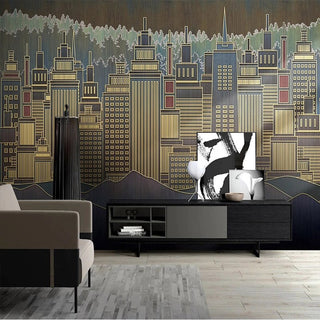 City Buildings Wallpaper for Home Wall Decor-GraffitiWallArt