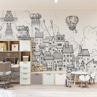 Cityscape Adventures Kids City Buildings Wallpaper-GraffitiWallArt